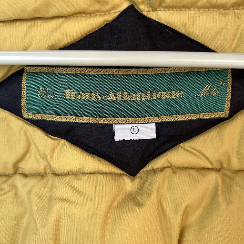 Club Trans-Atlantique Down Jacket L Black Yellow 80/20 Feather Leather Trim - Picture 8 of 16